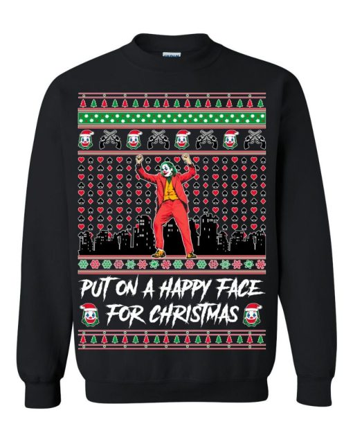 Joker Put on a Happy Face for Christmas Ugly Sweater