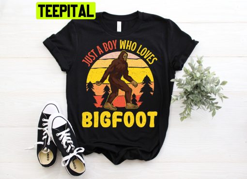 Just A Boy Who Loves Bigfoot Vintage Trending Unisex T-Shirt