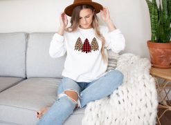 Leopard Plaid Christmas Trees Sweatshirt