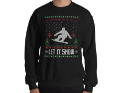 Let It Snow Snowboard Ugly Christmas Sweater