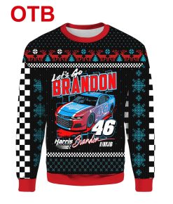 Let’s Go Brandon Harris Suckstoo Brandon 46 FJB Ugly Christmas 3D Sweater