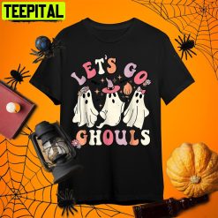 Lets Go Ghouls Halloween Ghost Outfit Costume Groovy T Retro Art Unisex T-Shirt