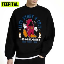 Lets Start A Cult Vintage Cartoon Occult Hail Satan Unisex Sweatshirt