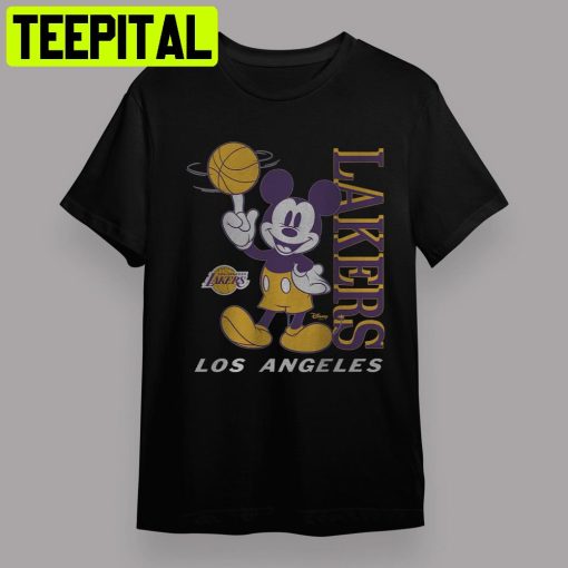 Los Angeles Lakers Junk Food Disney Mickey Baller Retro Art Unisex T-Shirt