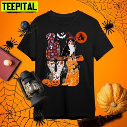 Love Halloween Bernedoodle Costume Witch Horror Pumpkins Retro Art Unisex T-Shirt