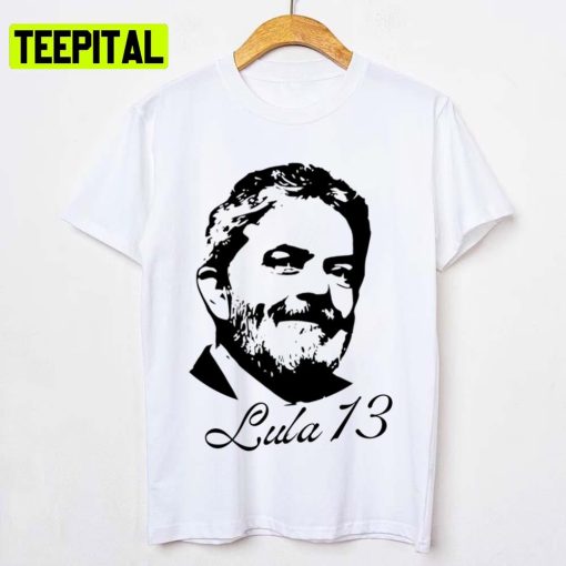 Lula 13 Lineart Portrait Brazil Elections Lula Livre Unisex T-Shirt