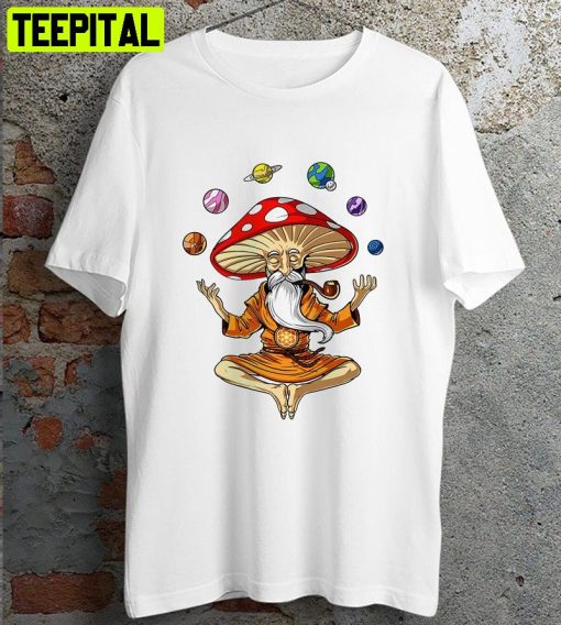 Magic Mushroom Yoga Buddha Retro Design T-Shirt