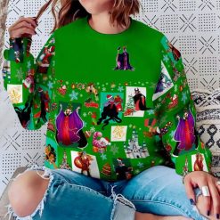 Maleficent Pattern Xmas Blue 2022 Christmas Disney Graphic Cartoon 3D Sweater