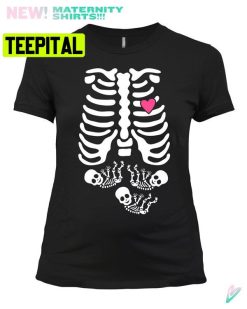 Maternity Skeleton Baby Triplets Halloween Trending Unisex Shirt