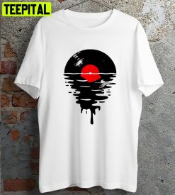 Melting Vinly Record Dj Music Retro Design T-Shirt