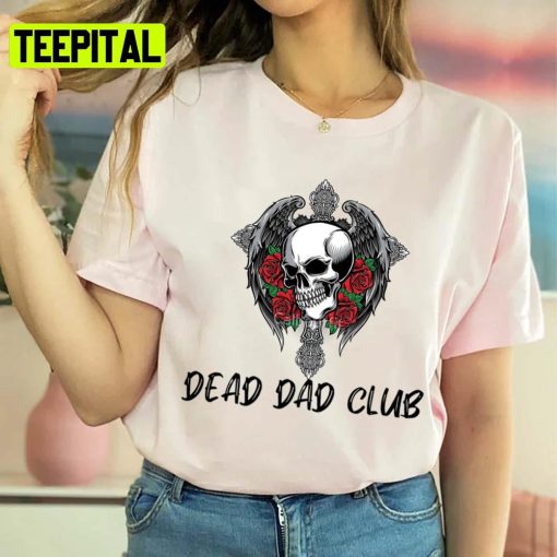 Meme Dead Dad Club Skull Rose Red Unisex T-Shirt