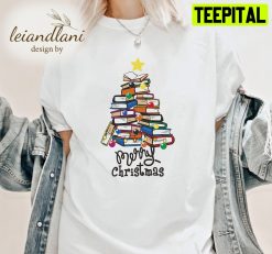 Merry Books Tree Merry Books Book Bookworm Book Christmas Unisesx T-Shirt