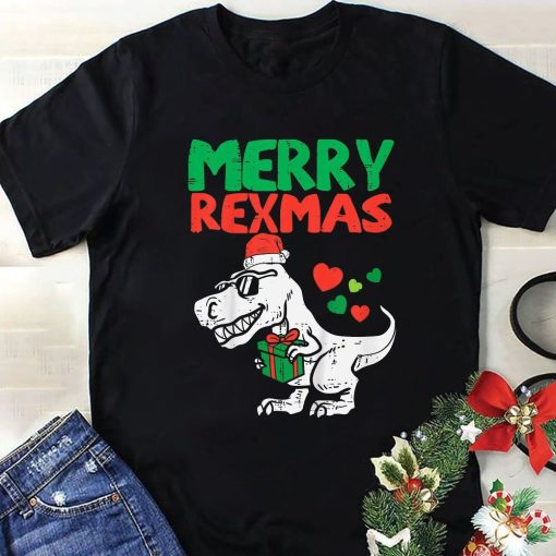 Merry Rexmas Santa Trex Dino Toddler Boys Christmas Pjs T-Shirt