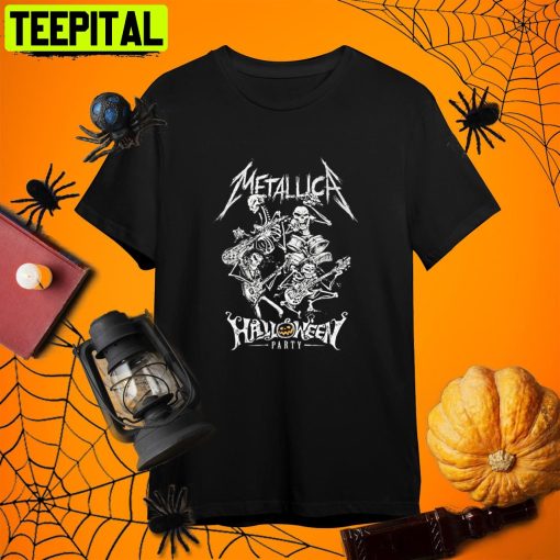 Metal Band Halloween Skeleton Metal Band Halloween Party Retro Art Unisex T-Shirt