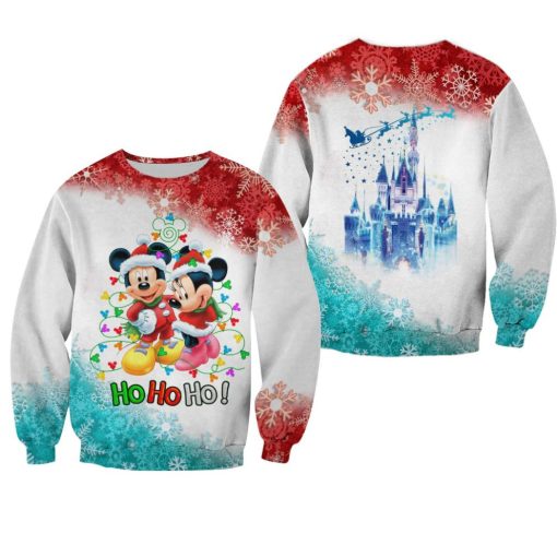 Mickey And Minne Pattern Xmas White 2022 Christmas Disney Graphic Cartoon 3D Sweater