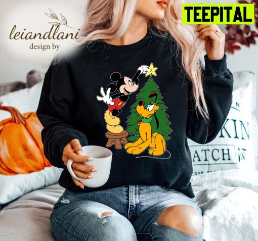 Mickey And Pluto Retro Characters Funny Vibes Snacks Christmas Sweatshirt