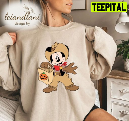 Mickey Cowboy Mickey Skeleton Mickey Mickey Mouse Halloween Sweatshirt