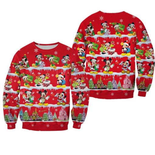 Mickey Mouse Pattern Xmas Red 2022 Christmas Disney 3D Sweater