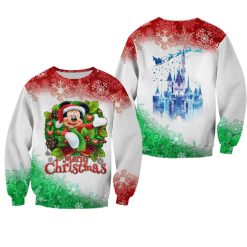 Mickey Mouse Pattern Xmas White 2022 Christmas Disney Graphic Cartoon 3D Sweater