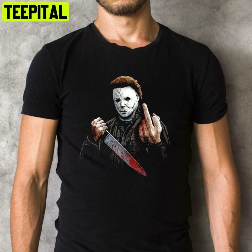 Middle Finger Michael Myers Scary Movie Halloween Retro Design T-Shirt