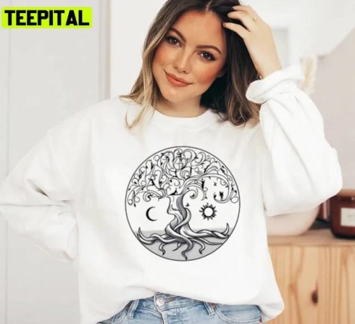 Minimalist Design Wise Mystical Tree Art Unisex Sweatshirt