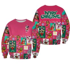 Minnie Mouse Pattern Xmas Pink 2022 Christmas 3D Sweater