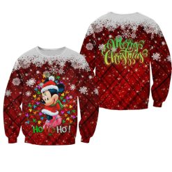 Minnie Mouse Pattern Xmas Red 2022 Christmas Disney Graphic Cartoon 3D Sweater