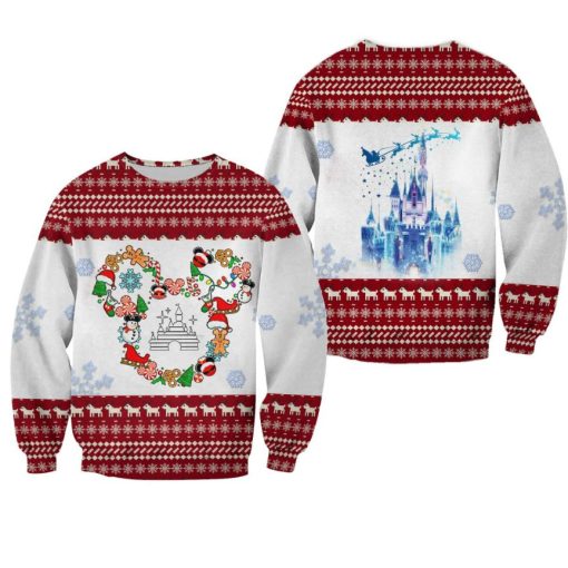 Minnie Mouse Pattern Xmas White Red 2022 Christmas Disney Graphic Cartoon 3D Sweater