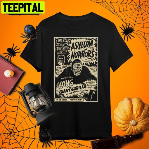 Monster Halloween Asylum Of Horrors Retro Art Unisex T-Shirt