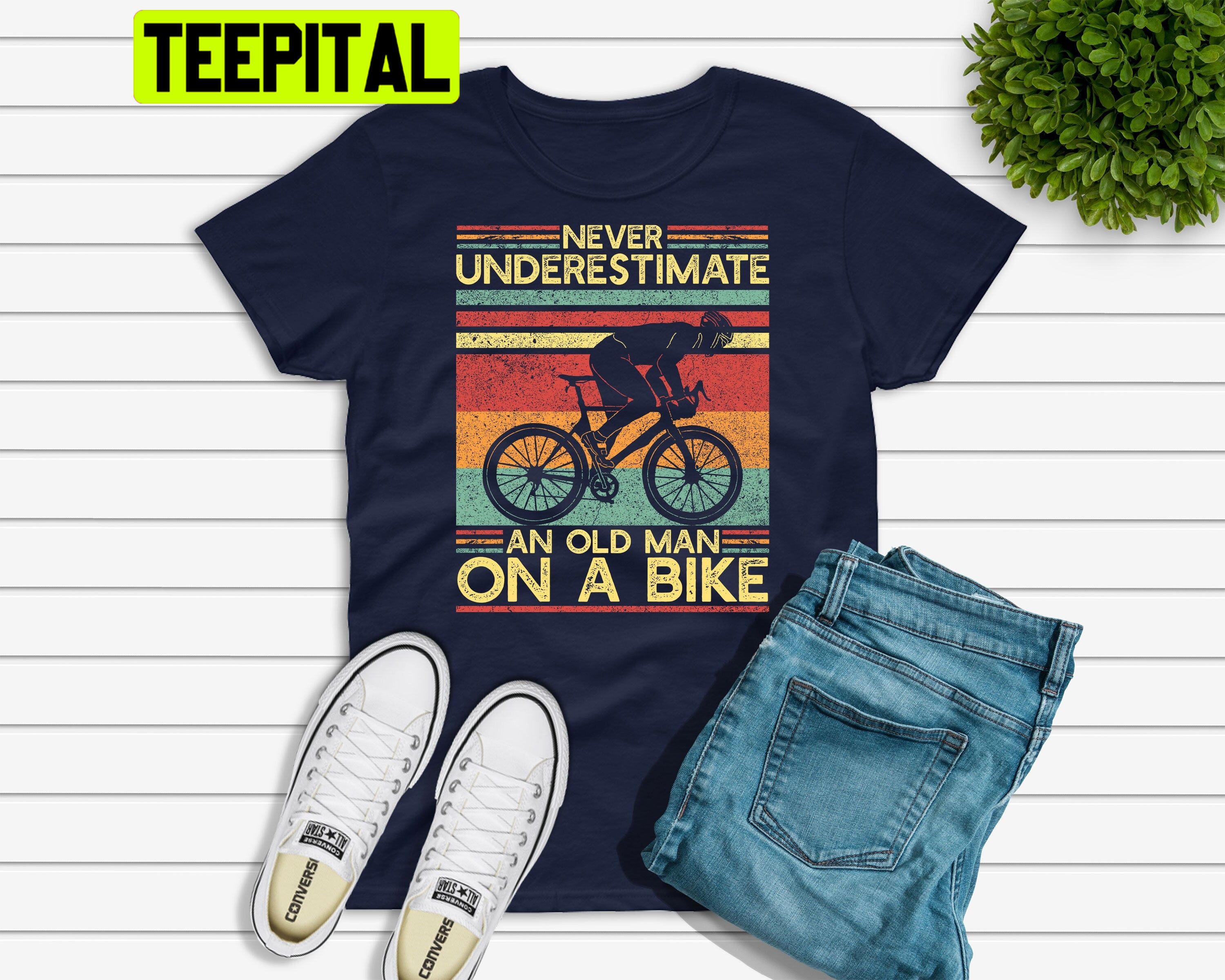 Never Underestimate An Old Man On A Bike Trending Unisex T-Shirt