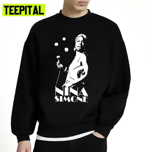 Nina Goddam Simone White Stencil Unisex Sweatshirt