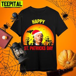 Official Anti Joe Biden Happy St Patrick’s Pumpkin Head Halloween Retro Art Unisex T-Shirt