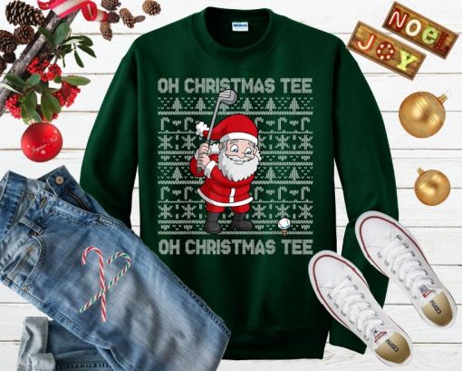 Oh Christmas Tee Santa Claus Golfing Ugly Sweater