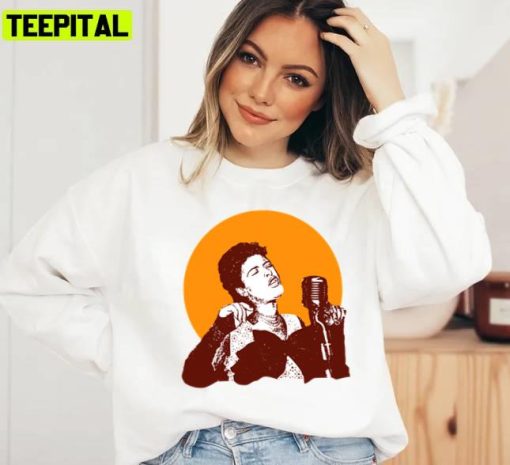 Orange Sunset Design Billie Holiday Unisex Sweatshirt