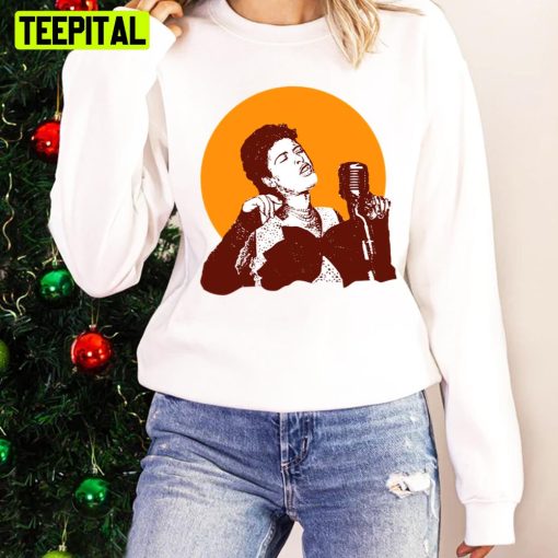 Orange Sunset Design Billie Holiday Unisex Sweatshirt