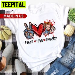 Peace Love Chucky Halloween Horror Trending Unisex T-Shirt