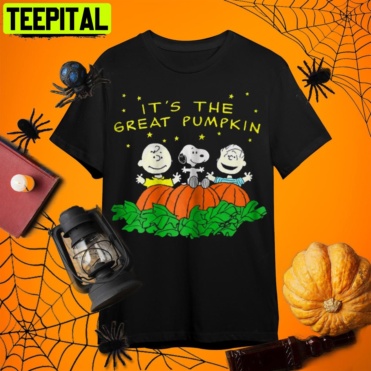 It's The Great Pumpkin Charlie Brown The Peanuts Movie Halloween Vintage T- Shirt - Mugteeco