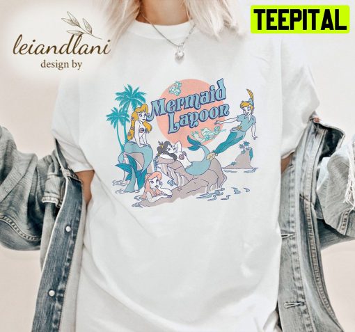 Petter Pan Distressed Mermaid Lagoon Graphic Ariel Princess Unisesx T-Shirt