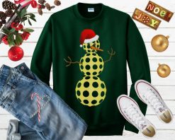 Pickleball Snowman Santa Hat Ugly Christmas Sweater