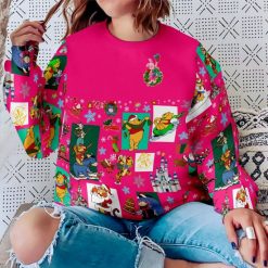 Piglet Pattern Xmas Pink 2022 Christmas Disney Graphic Cartoon 3D Sweater