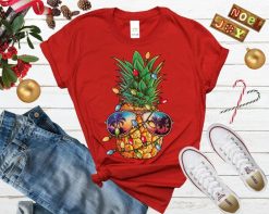 Pineapple Sunset Sunglasses Christmas Lights Shirt