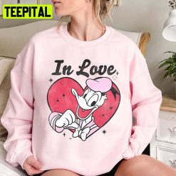 Pink Art Cute Donald Duck In Love Valentines Day Unisex Sweatshirt