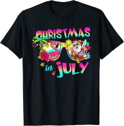 Pink Flamingo Santa Hat Christmas In July Summer Vacation T-Shirt