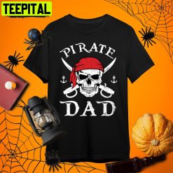 Pirate Dad Skull Halloween Single Dad Retro Art Unisex T-Shirt