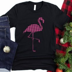 Plaid Flamingo Christmas T-Shirt