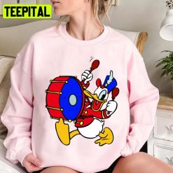 Playing Drum Donalds Duck Black Unisex Sweatshirt