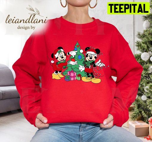 Playing Together Mickey And Minnie Cute Couple Christmas Sweatshirt