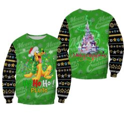 Pluto Dog Pattern Xmas Green 2022 Christmas 3D Sweater