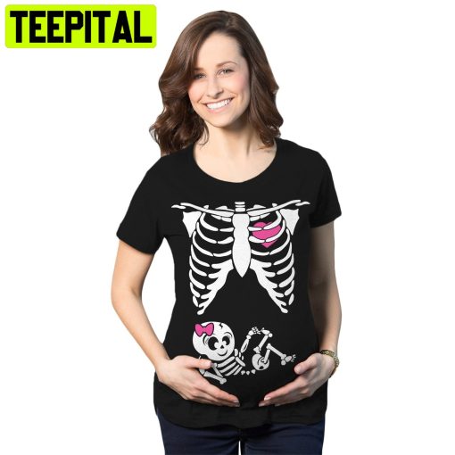 Pregnant Shirt Skeleton Baby Halloween Maternity Trending Unisex Shirt