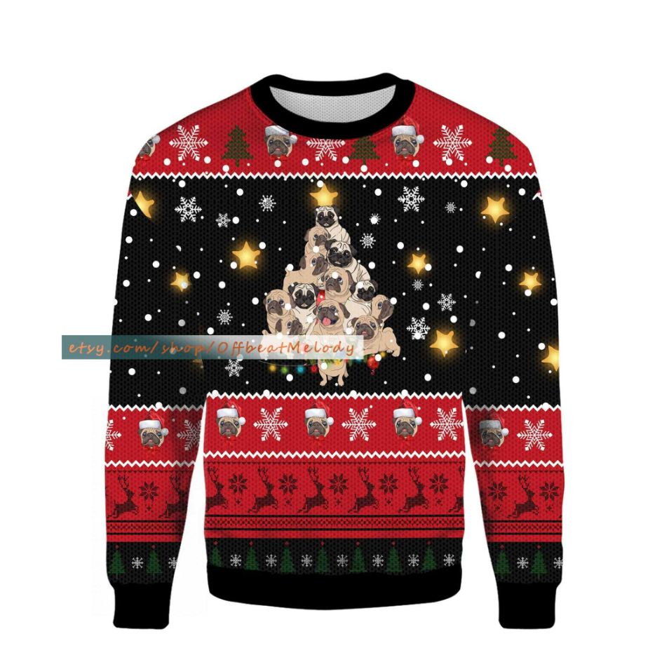 Pug Christmas Tree Ugly Sweater